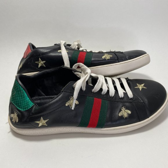RARE! GUCCI Ace Leather Trainers Black EU43 - Picture 4 of 7
